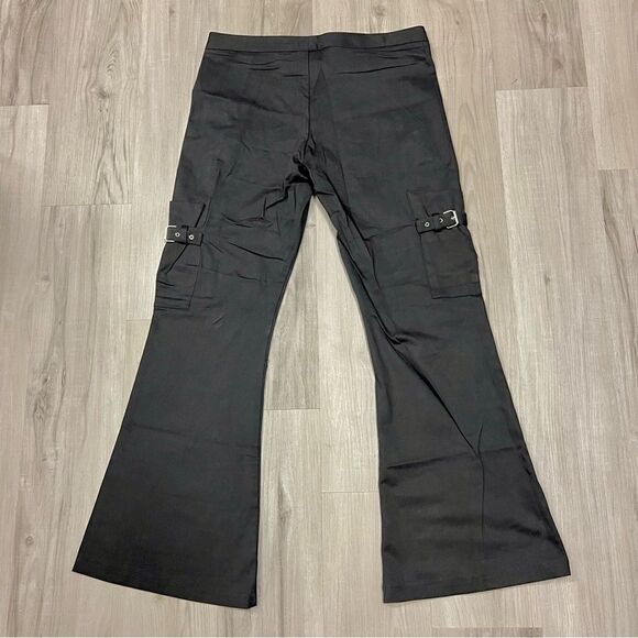 NWOT vintage y2k bondage pants black linen flare cut sz 15 by Girlfriends LA - Picture 3 of 14